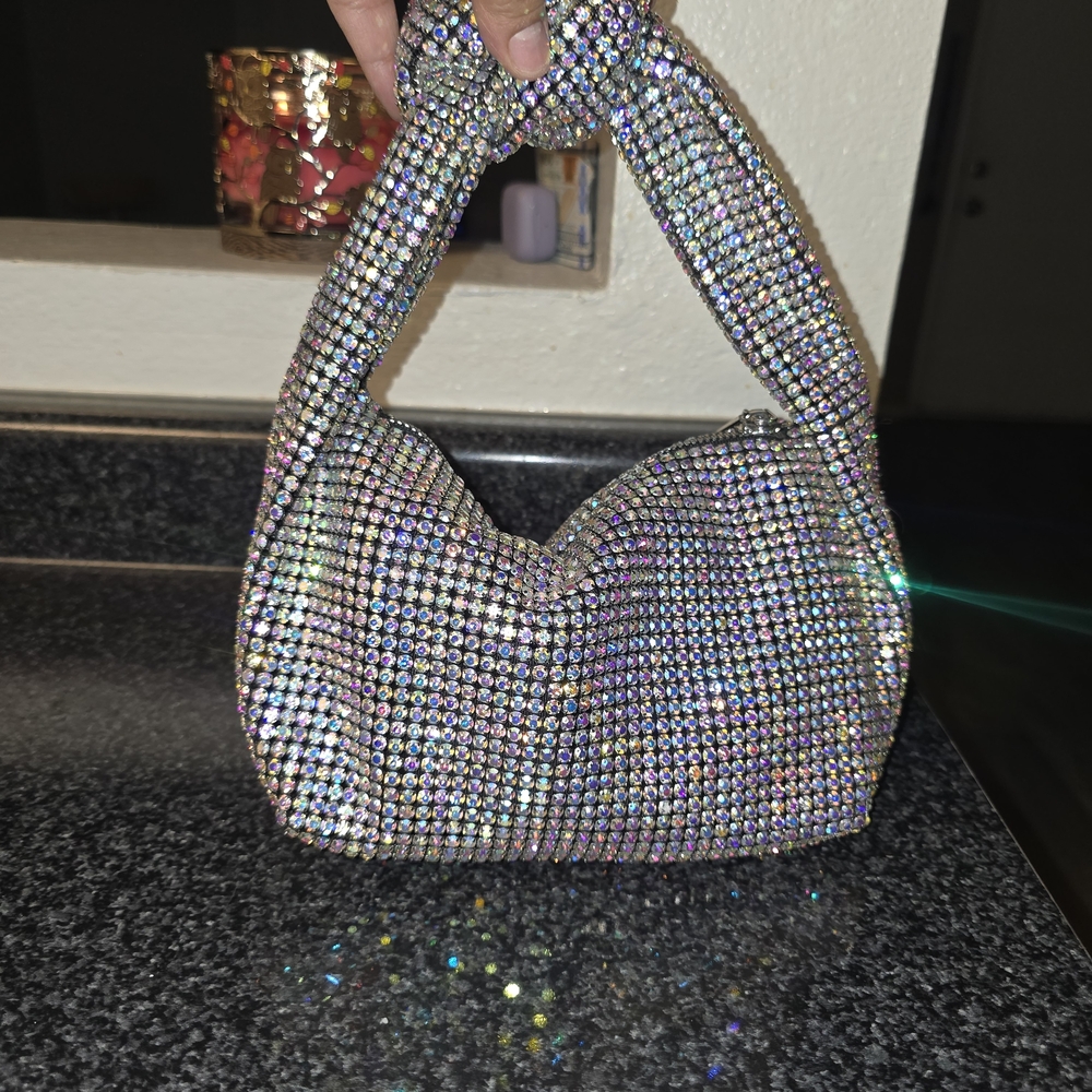Dazzling Silver Rhinestone Clutch